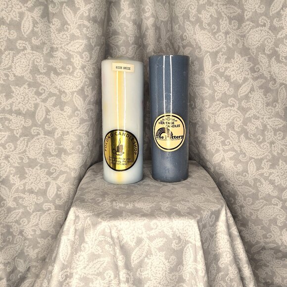 2 NWT blue pillar candles 2.5" x 8.5 ( some damage - see pictures ) - Picture 2 of 9